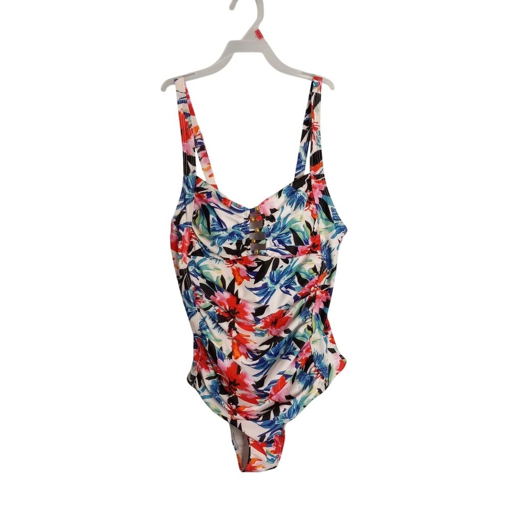 Floryday Floral One-Piece Swimsuit Adjustable Straps Beaded Bodice Details NEW